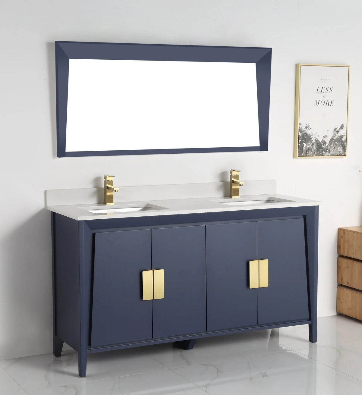 Larvotto 60 Inch Navy Blue Double Vanity