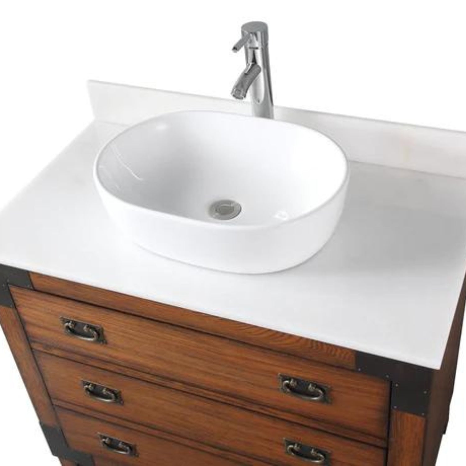Benton 36" Traditional Brown Bathroom Vanity with Vessel Sink