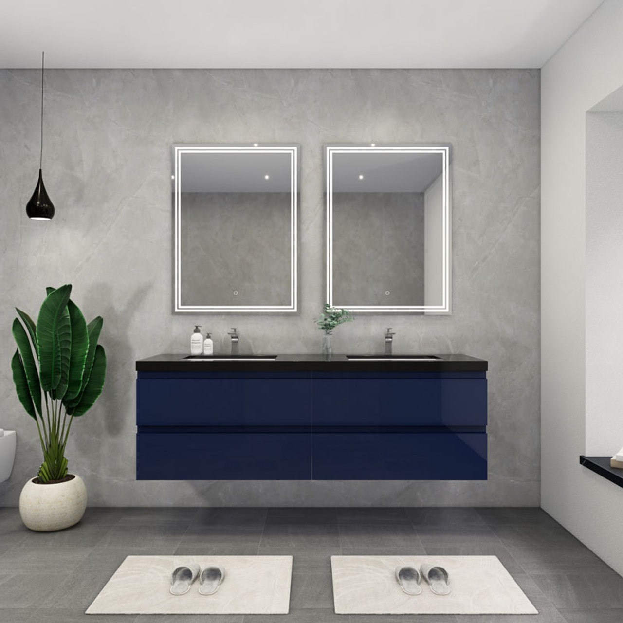 Blink 72'' Wall Mounted With Reinforced Acrylic Double Sink