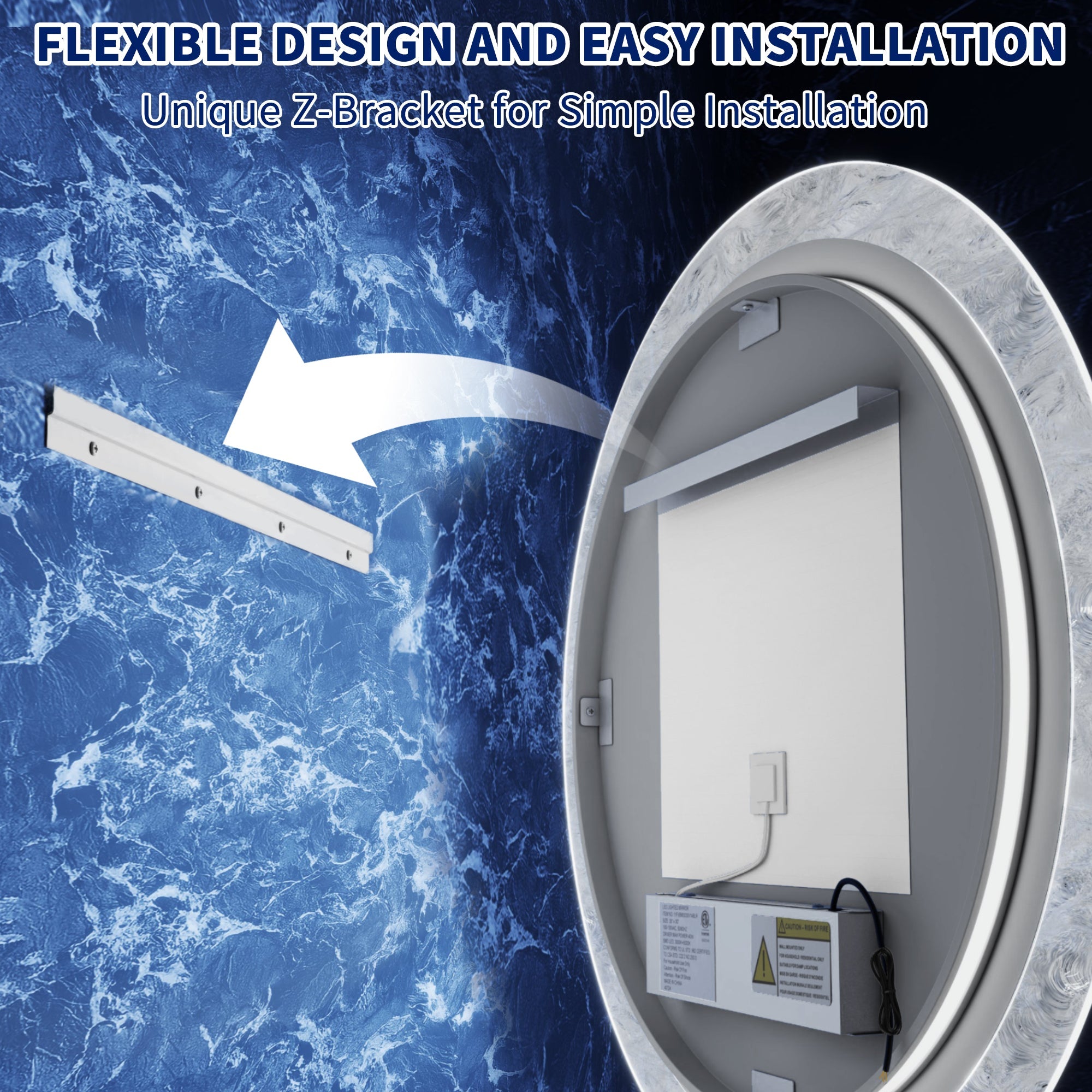 Glacy 36" Round LED Bathroom Mirror – Ice Textures Edge
