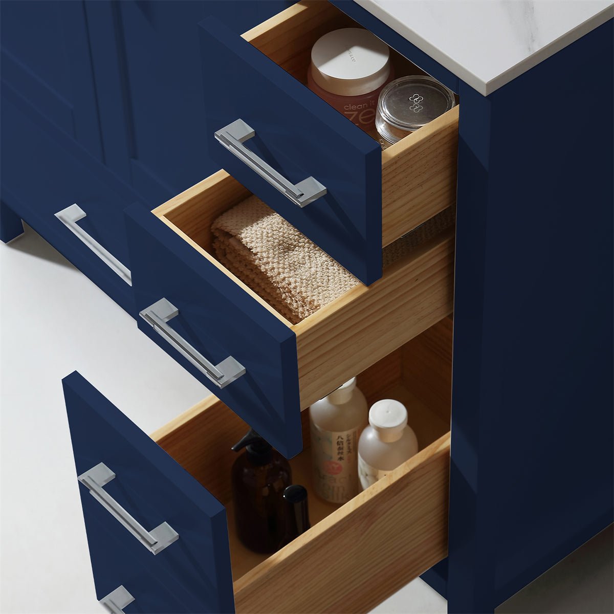 36'' solid oak with Engineered Stone Vanity Top Bathroom Vanity Navy Blue