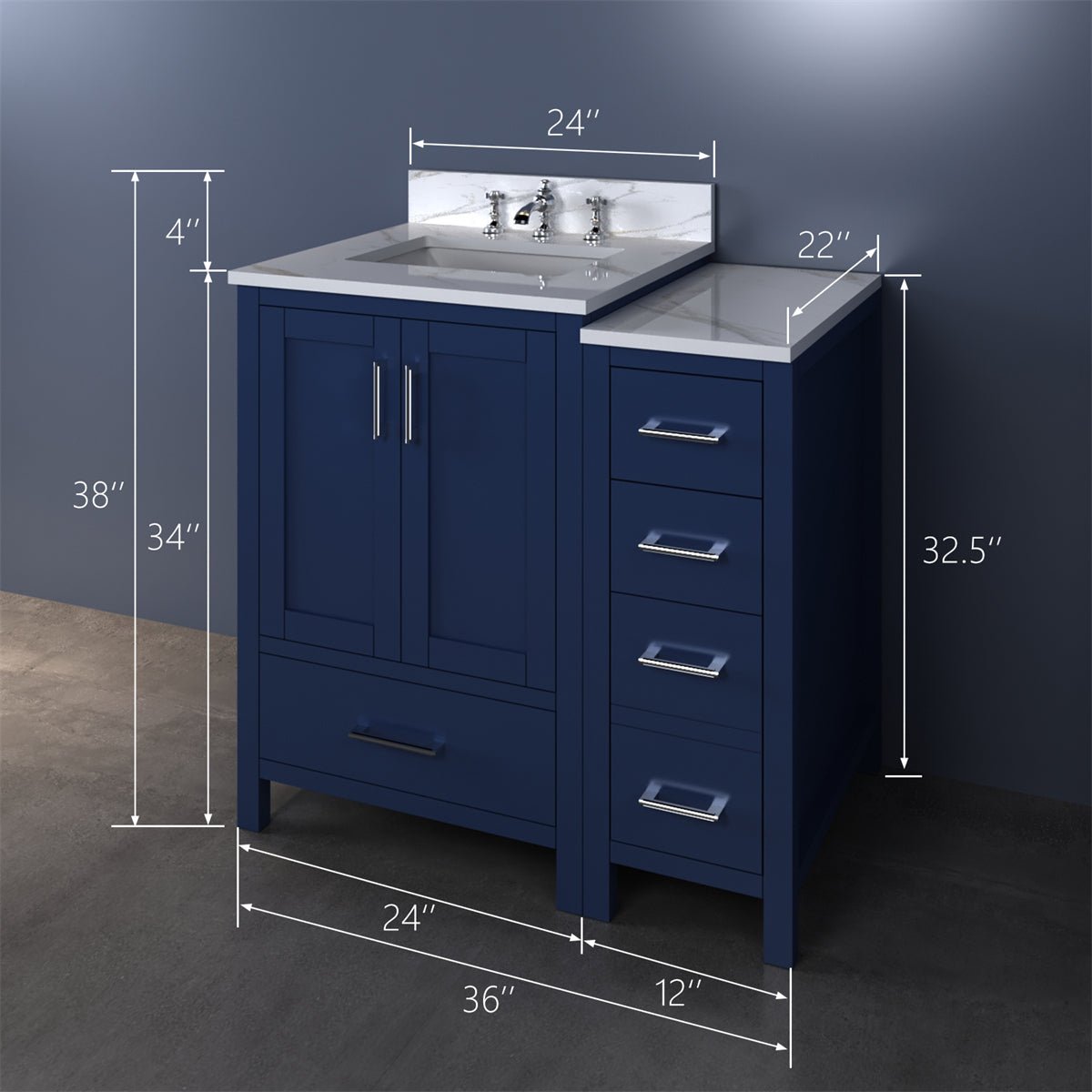 36'' solid oak with Engineered Stone Vanity Top Bathroom Vanity Vanity Plus