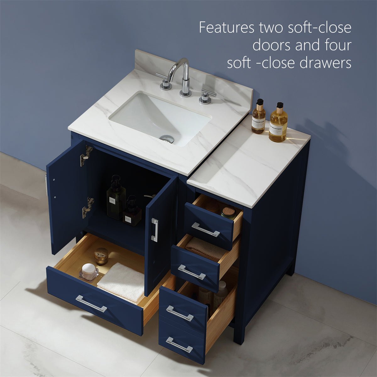 36'' solid oak with Engineered Stone Vanity Top Bathroom Vanity Vanity Plus