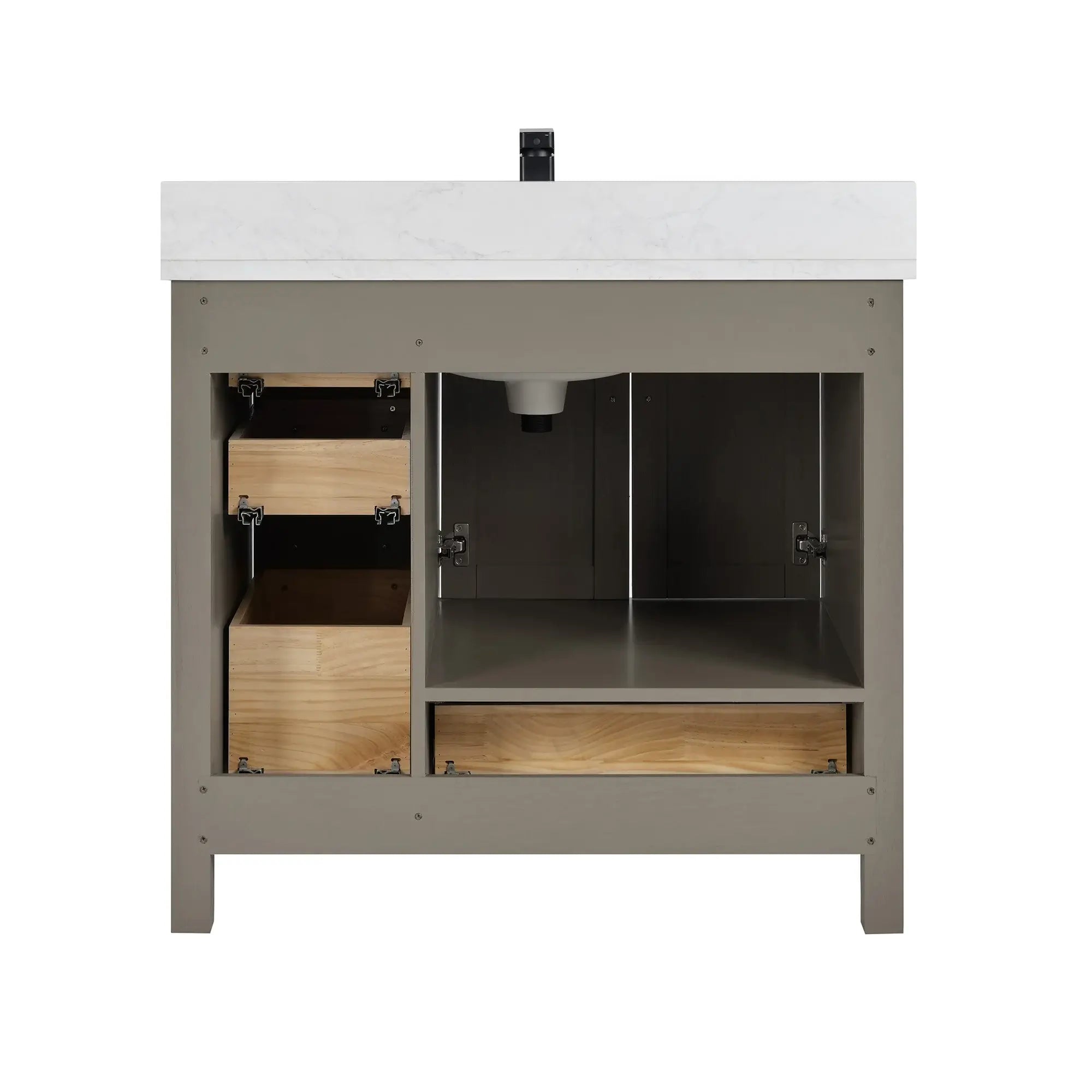 Basel 36" Bathroom Vanity with Calacatta White Artificial Stone Top