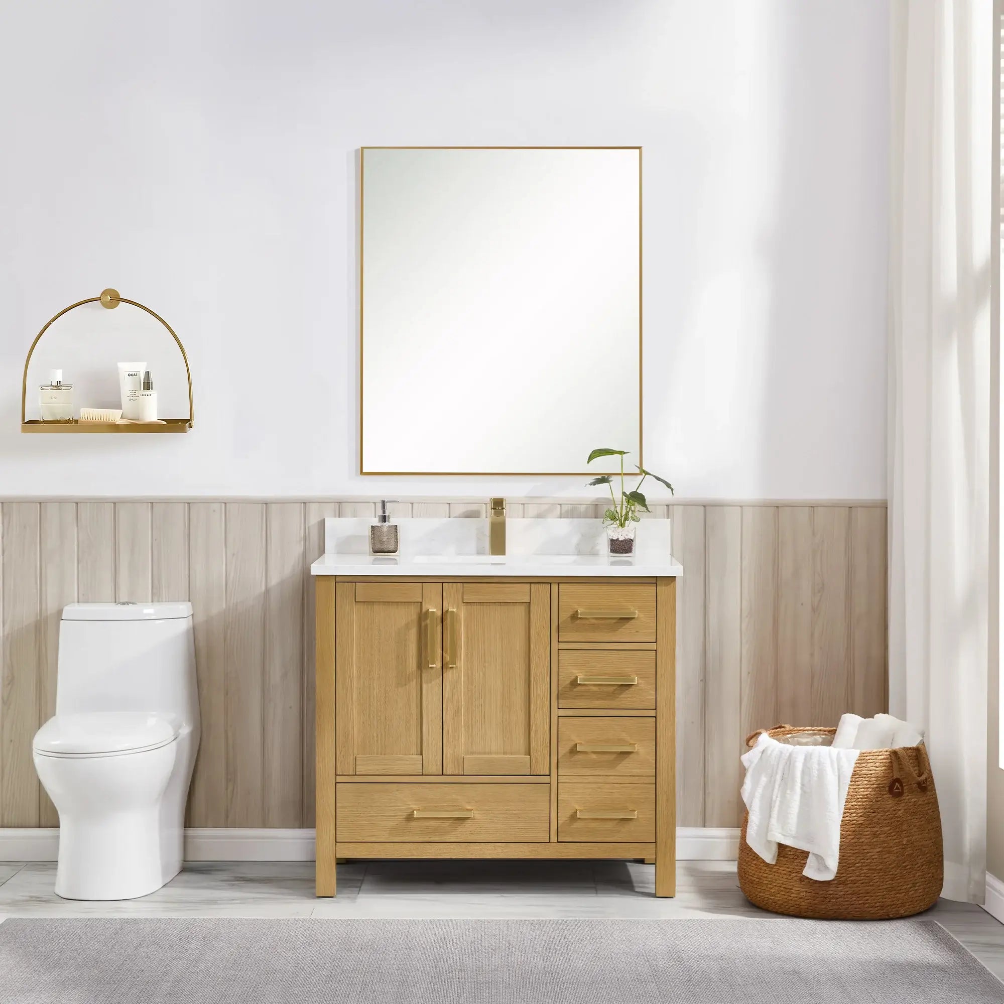 Basel 36" Bathroom Vanity with Calacatta White Artificial Stone Top