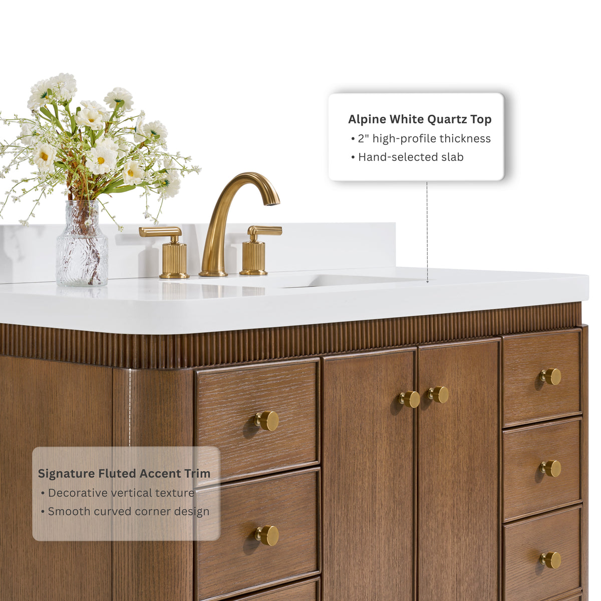 Aston 48" Bath Vanity Set with Alpine White Quartz Top