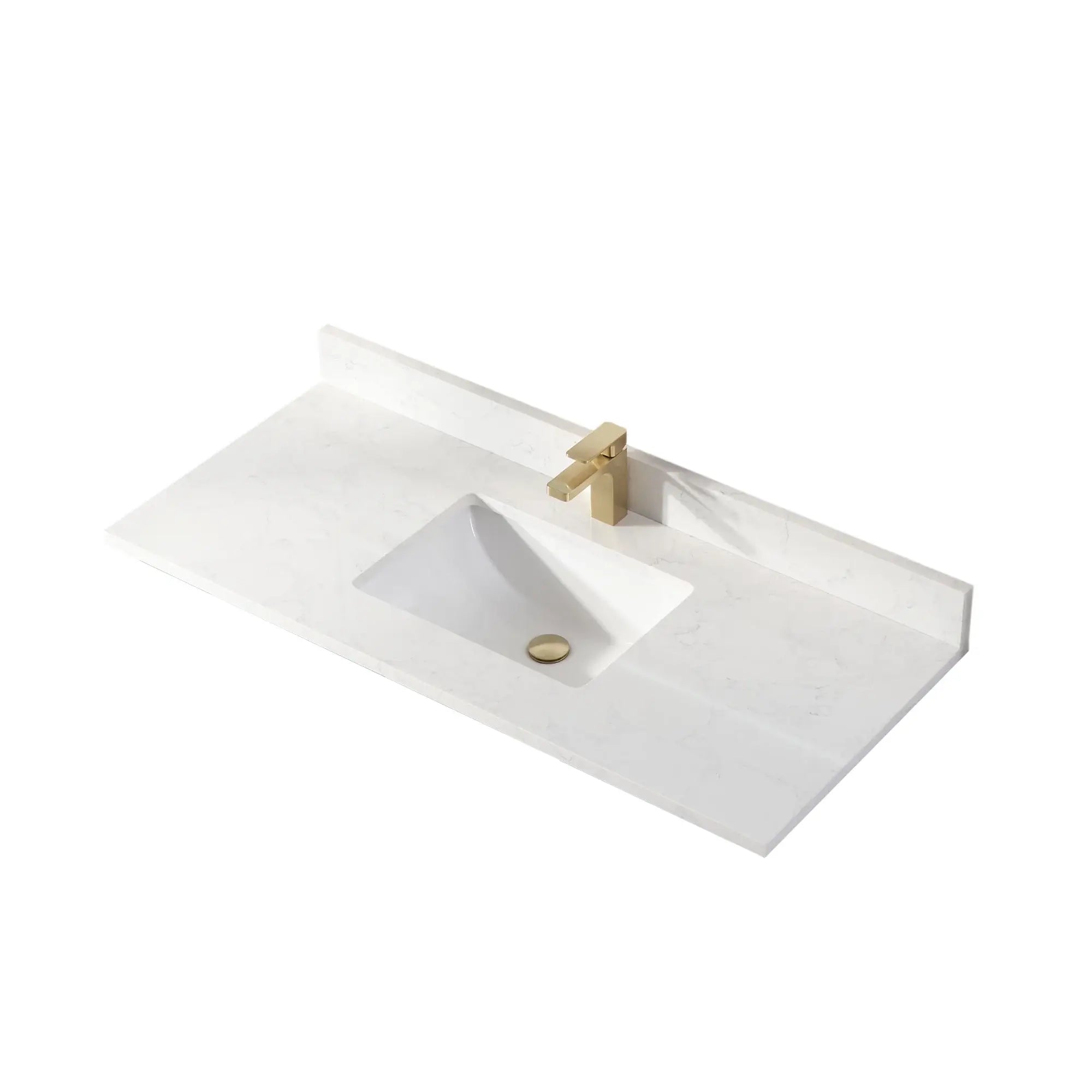 48″ Artificial Stone Calacatta White Bathroom Countertop with Undermount Sinks