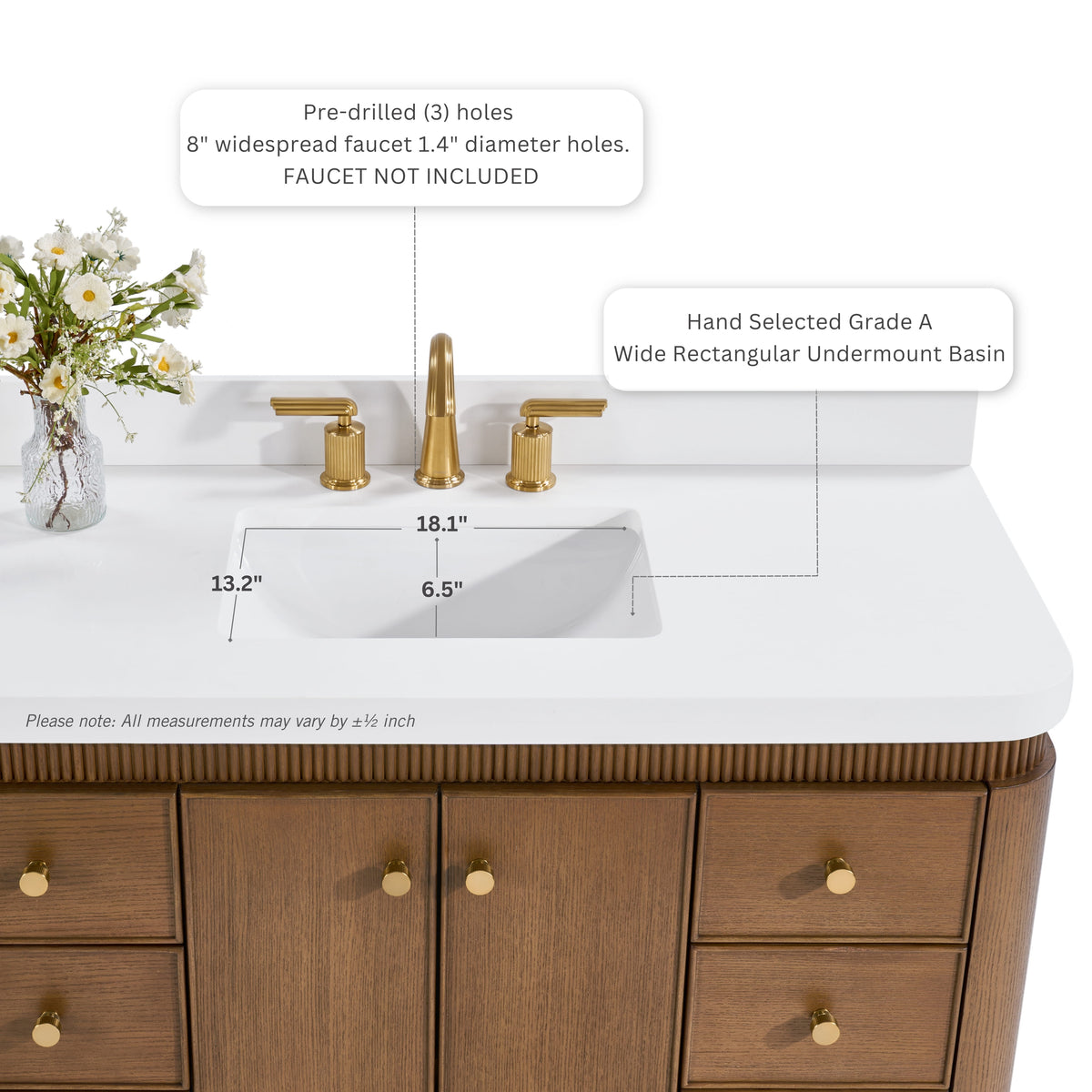 Aston 84-inch bathroom vanity in Chestnut Oak — sink detail
