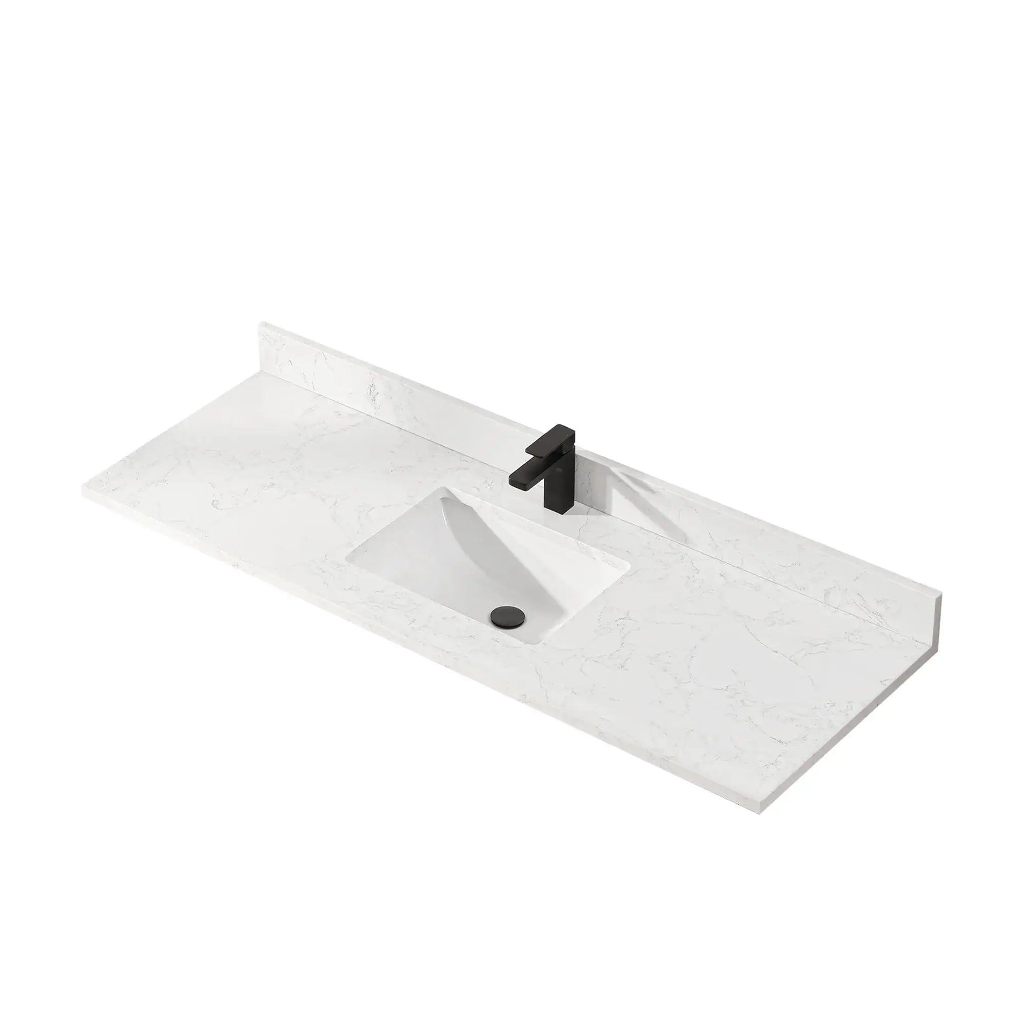 60″ Artificial Stone Calacatta White Bathroom Countertop with Undermount Sinks