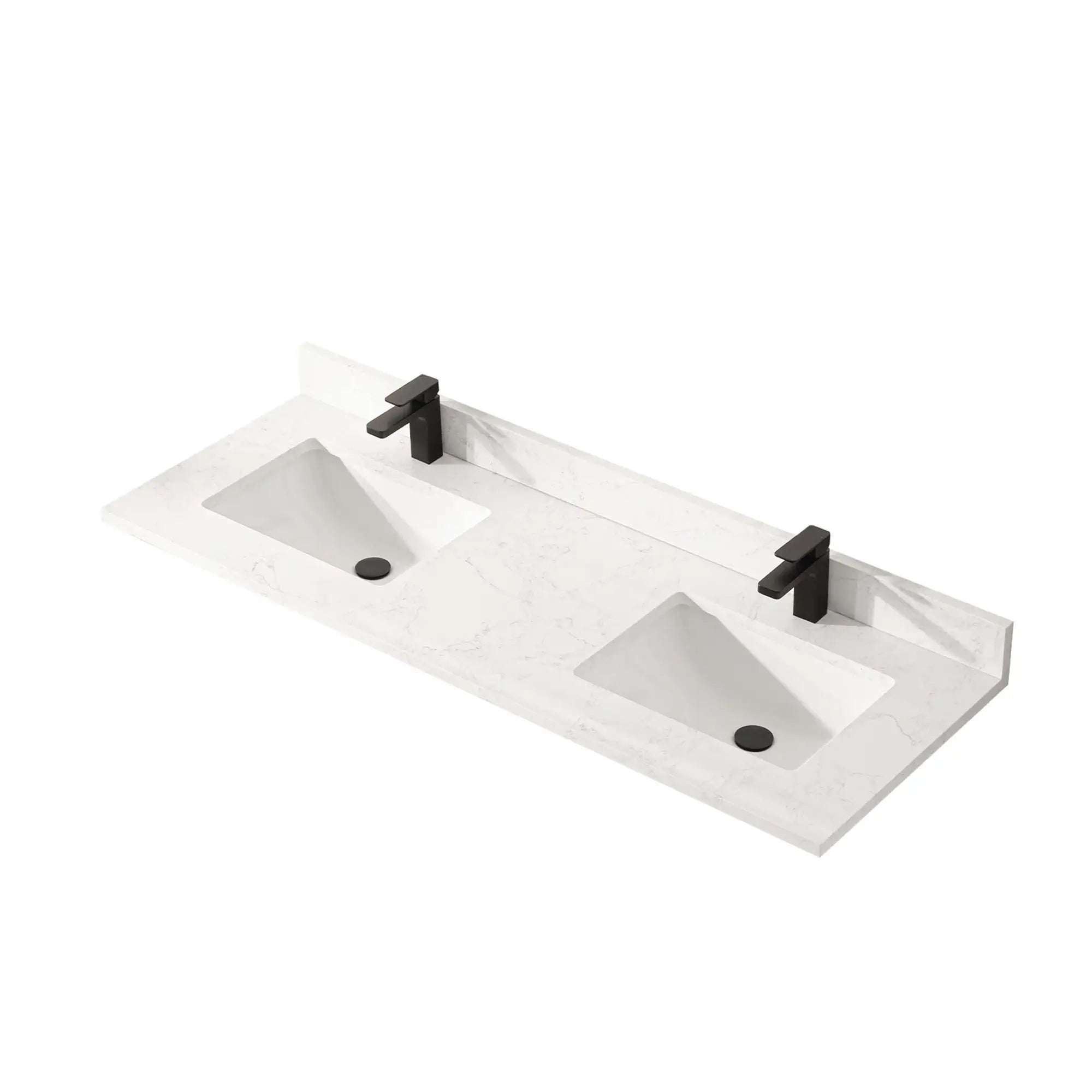 60″ Artificial Stone Calacatta White Bathroom Countertop with Undermount Sinks