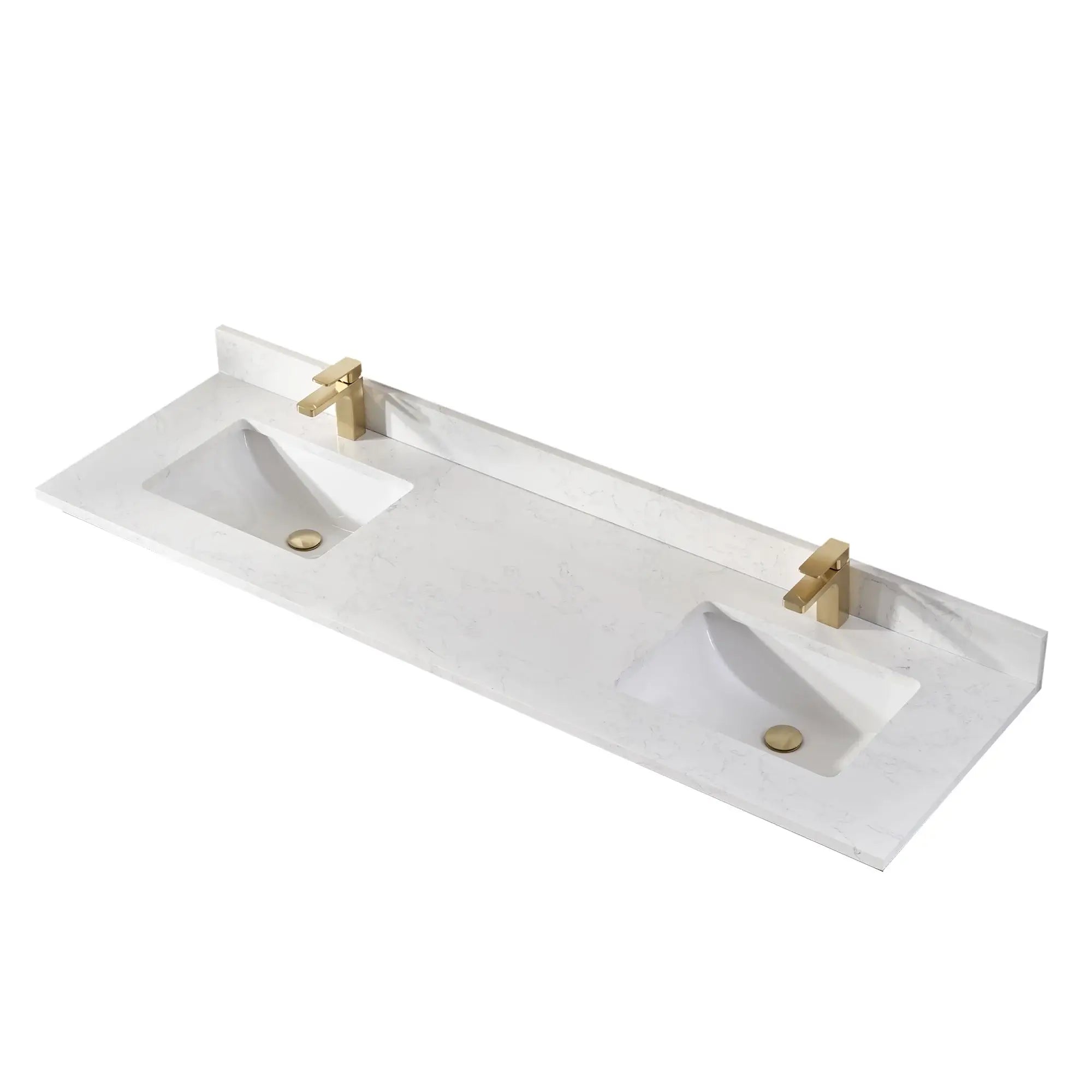 72″ Artificial Stone Calacatta White Bathroom Countertop with Undermount Sinks