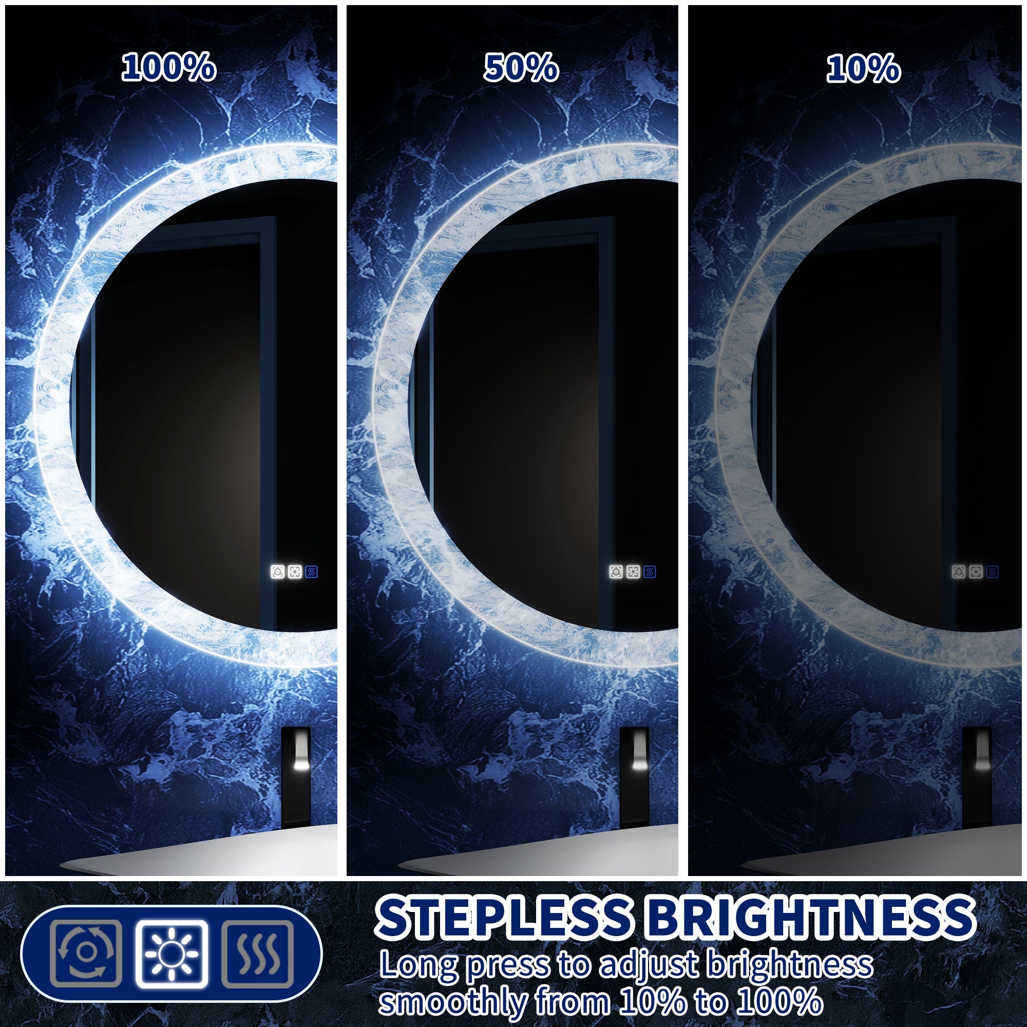 Luna 36" Round LED Bathroom Mirror – Ice Textures Edge