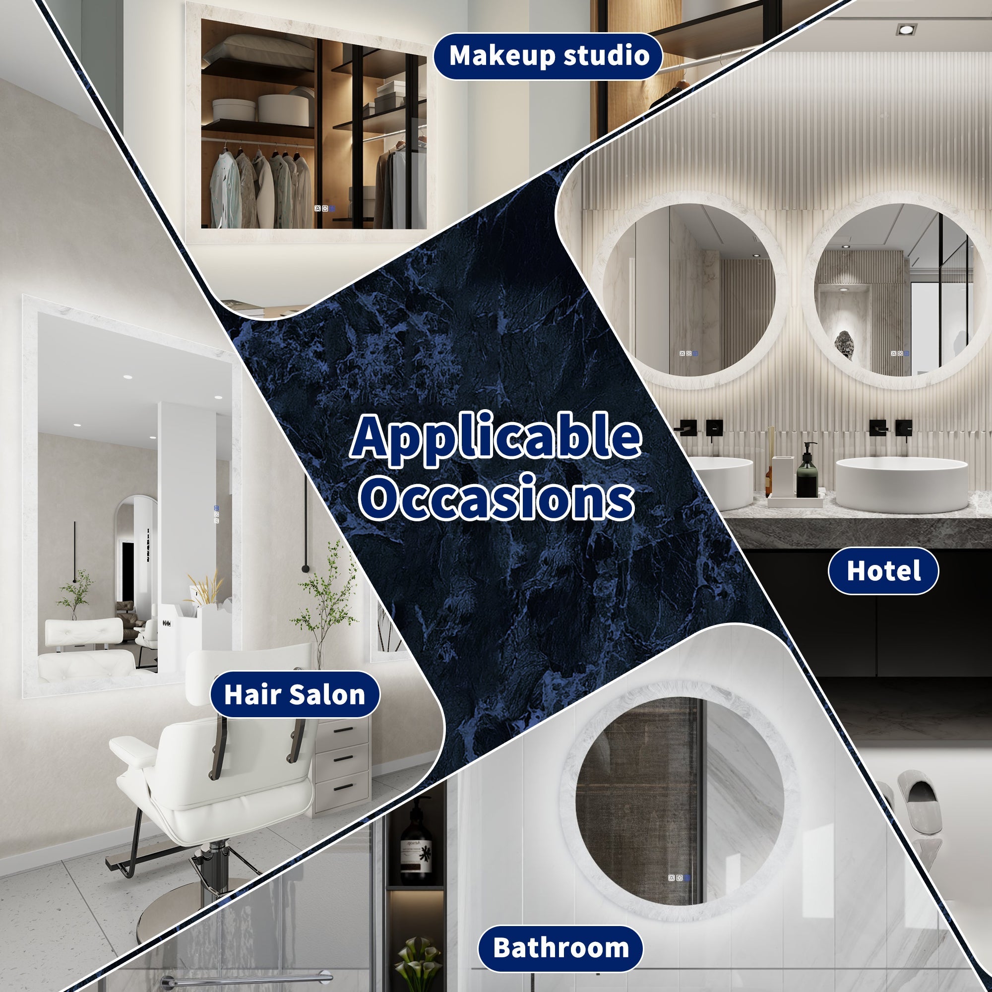 Luna 36" Round LED Bathroom Mirror – Ice Textures Edge