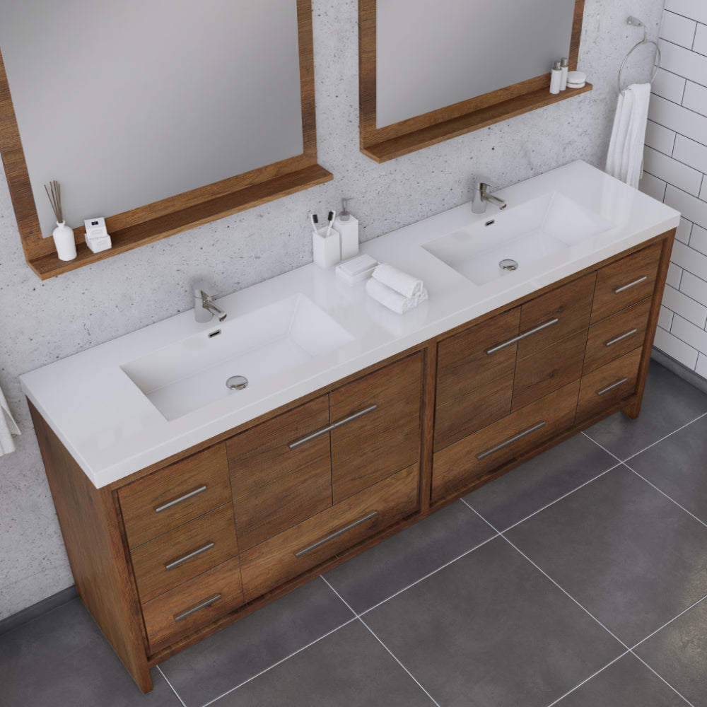 Sortino 84" Double Modern Bathroom Vanity with Acrylic Double Top