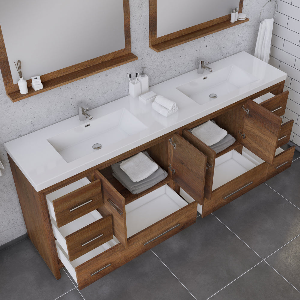 Sortino 84" Double Modern Bathroom Vanity with Acrylic Double Top