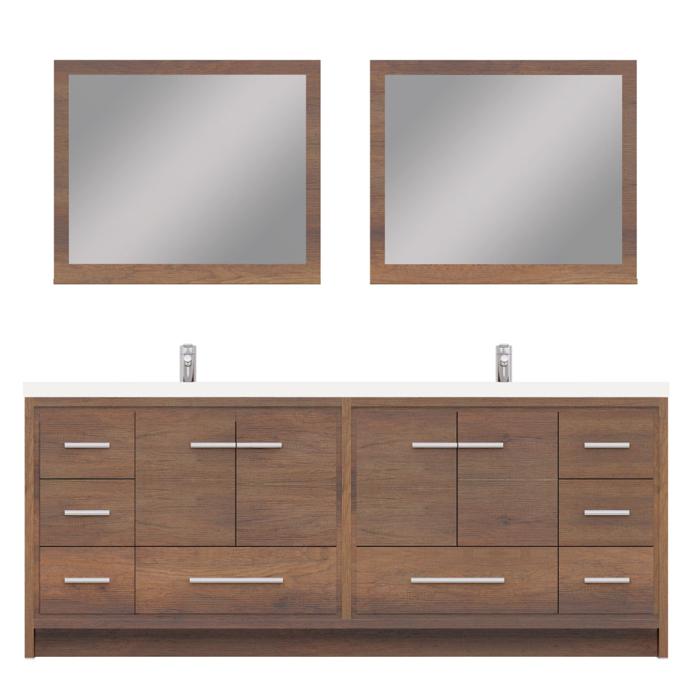 Sortino 84" Double Modern Bathroom Vanity with Acrylic Double Top