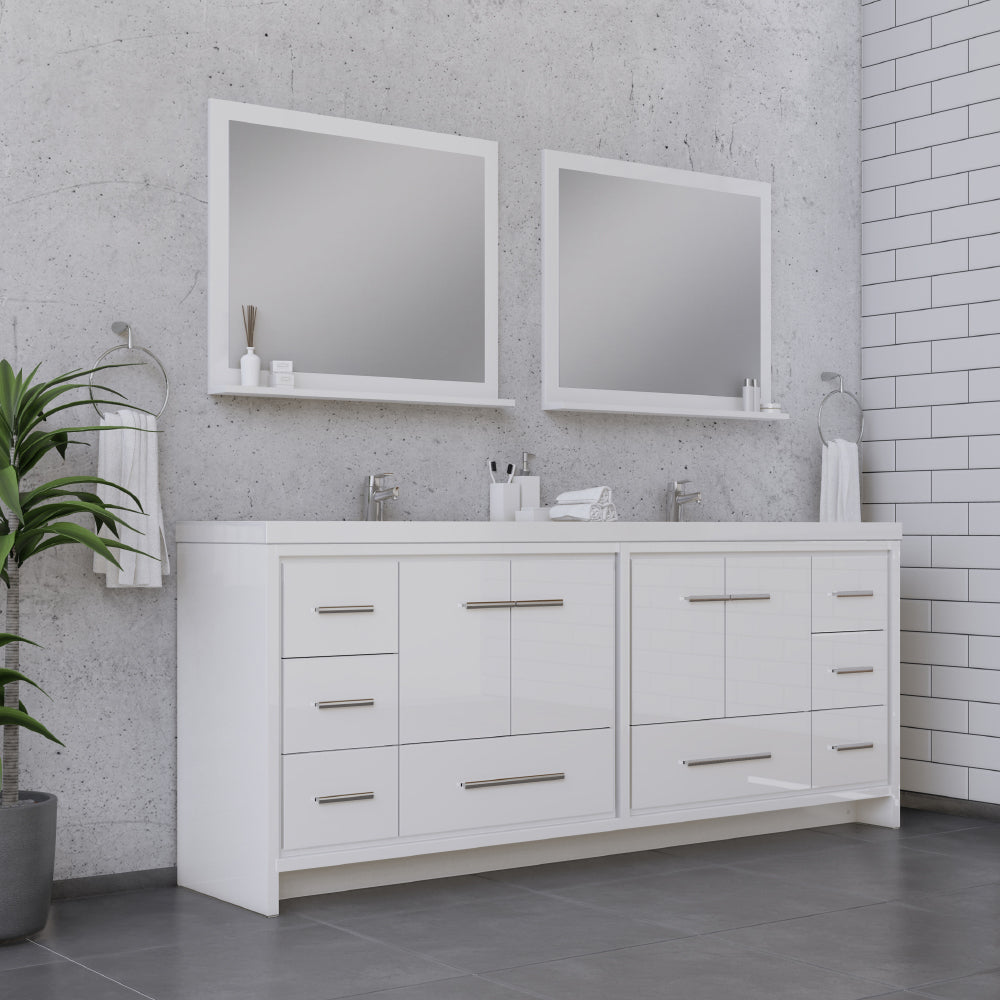 Sortino 84" Double Modern Bathroom Vanity with Acrylic Double Top