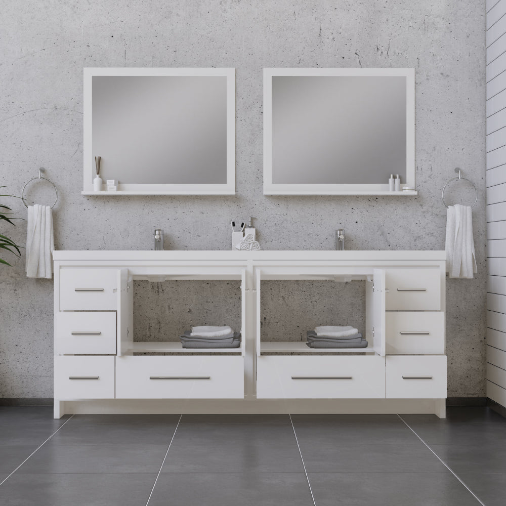 Sortino 84" Double Modern Bathroom Vanity with Acrylic Double Top