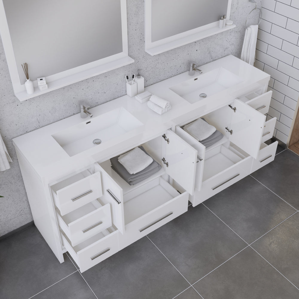 Sortino 84" Double Modern Bathroom Vanity with Acrylic Double Top