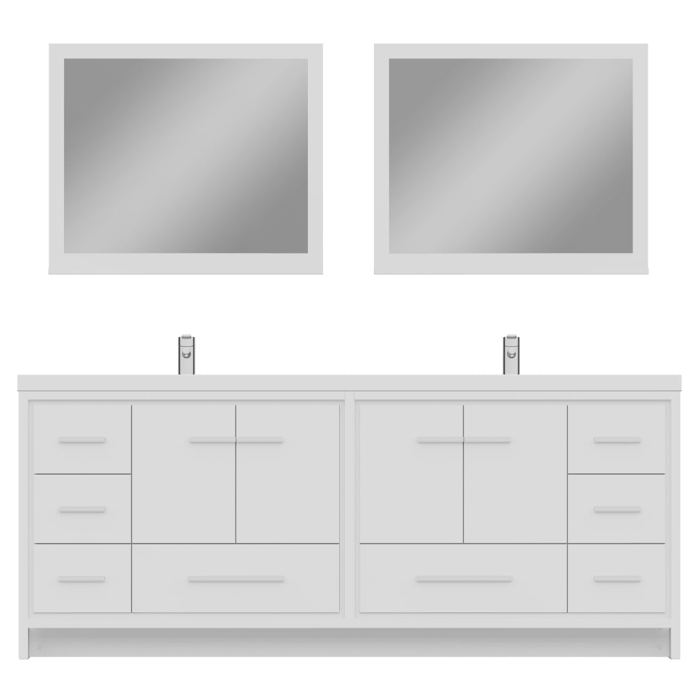 Sortino 84" Double Modern Bathroom Vanity with Acrylic Double Top