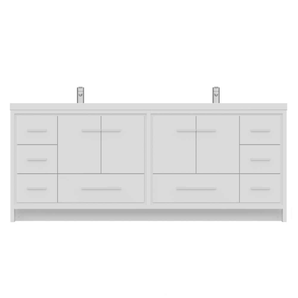 Sortino 84" Double Modern Bathroom Vanity with Acrylic Double Top