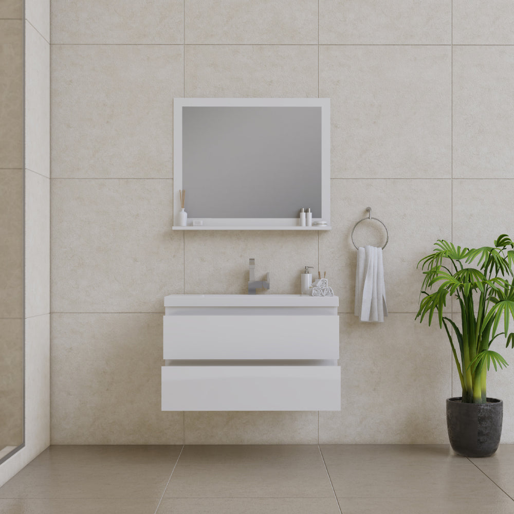 Paterno 36" Wall Mounted Bathroom Vanity with Acrylic Top - Modern Bathroom Vanity