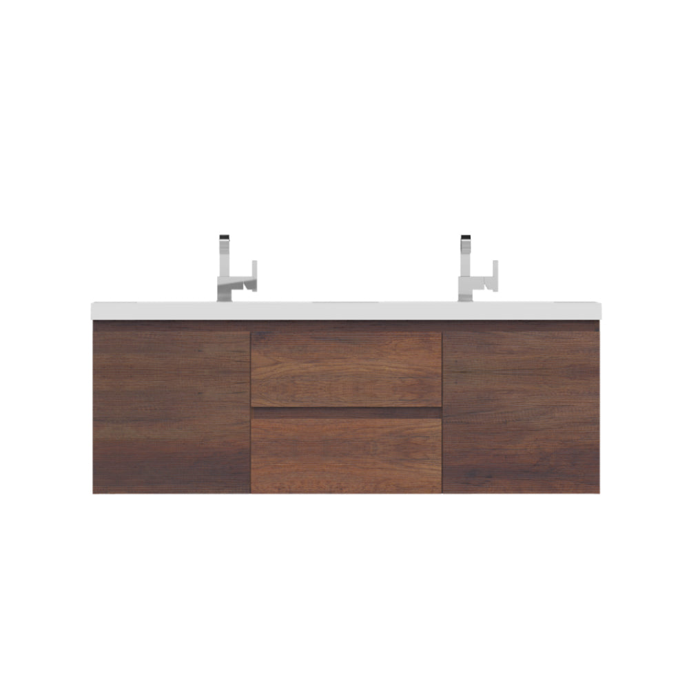 Paterno 60" Wall Mounted Bathroom Vanity with Acrylic Double Top - Modern Bathroom Vanity