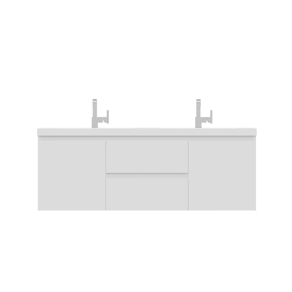 Paterno 60" Wall Mounted Bathroom Vanity with Acrylic Double Top - Modern Bathroom Vanity