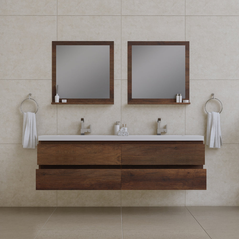 Paterno 72" Wall Mounted Bathroom Vanity with Acrylic Double Sink - Modern Bathroom Vanity