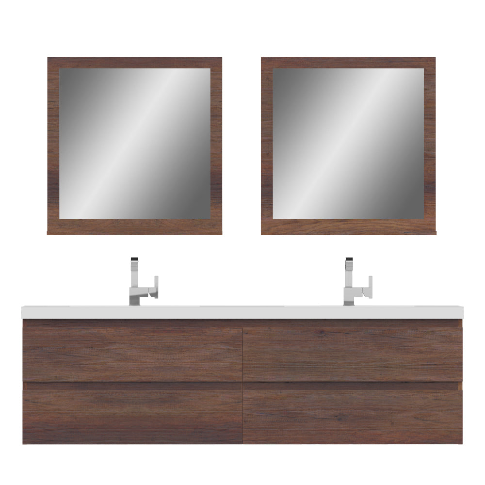 Paterno 72" Wall Mounted Bathroom Vanity with Acrylic Double Sink - Modern Bathroom Vanity