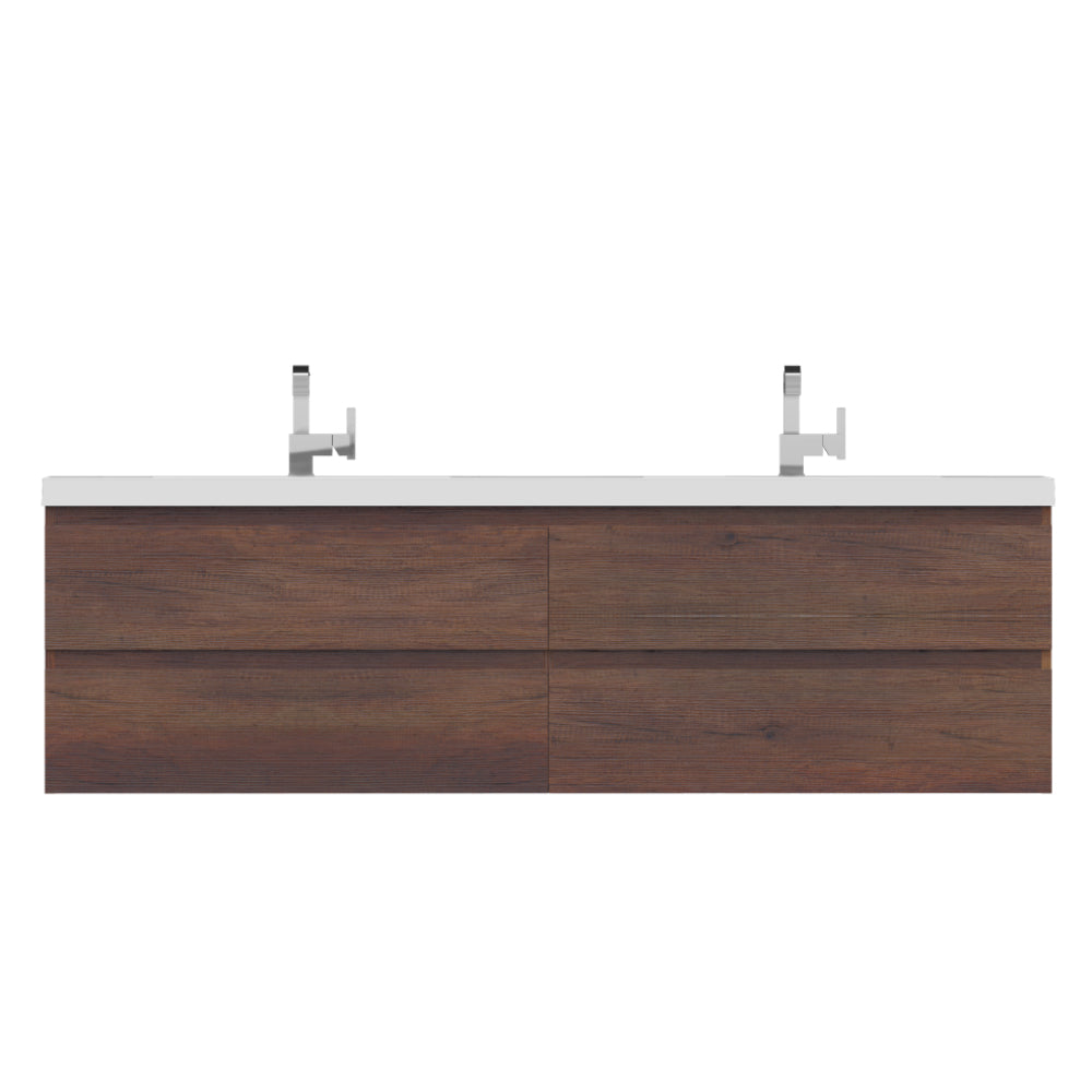 Paterno 72" Wall Mounted Bathroom Vanity with Acrylic Double Sink - Modern Bathroom Vanity