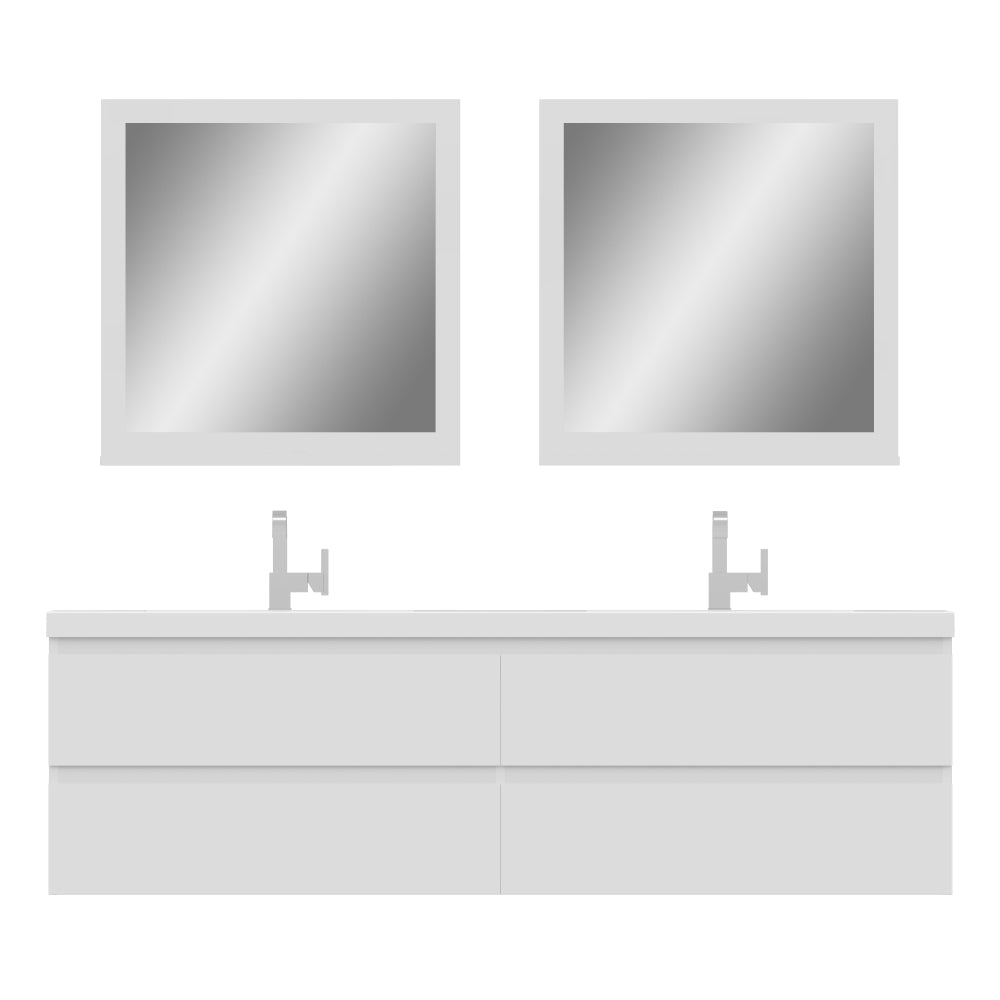 Paterno 72" Wall Mounted Bathroom Vanity with Acrylic Double Sink - Modern Bathroom Vanity
