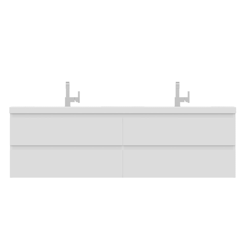 Paterno 72" Wall Mounted Bathroom Vanity with Acrylic Double Sink - Modern Bathroom Vanity