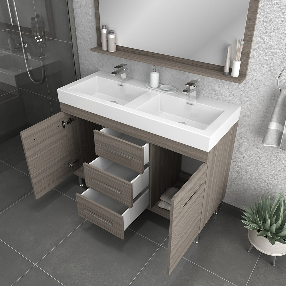 Ripley 48" Modern Bathroom Vanity with Double Acrylic Top