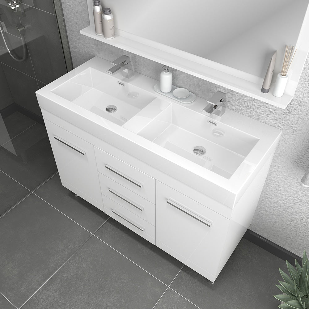 Ripley 48" Modern Bathroom Vanity with Double Acrylic Top
