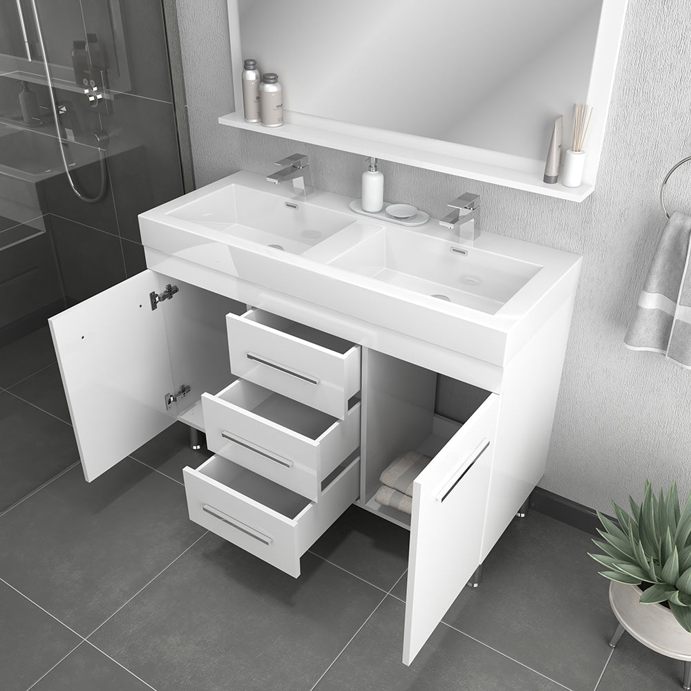 Ripley 48" Modern Bathroom Vanity with Double Acrylic Top