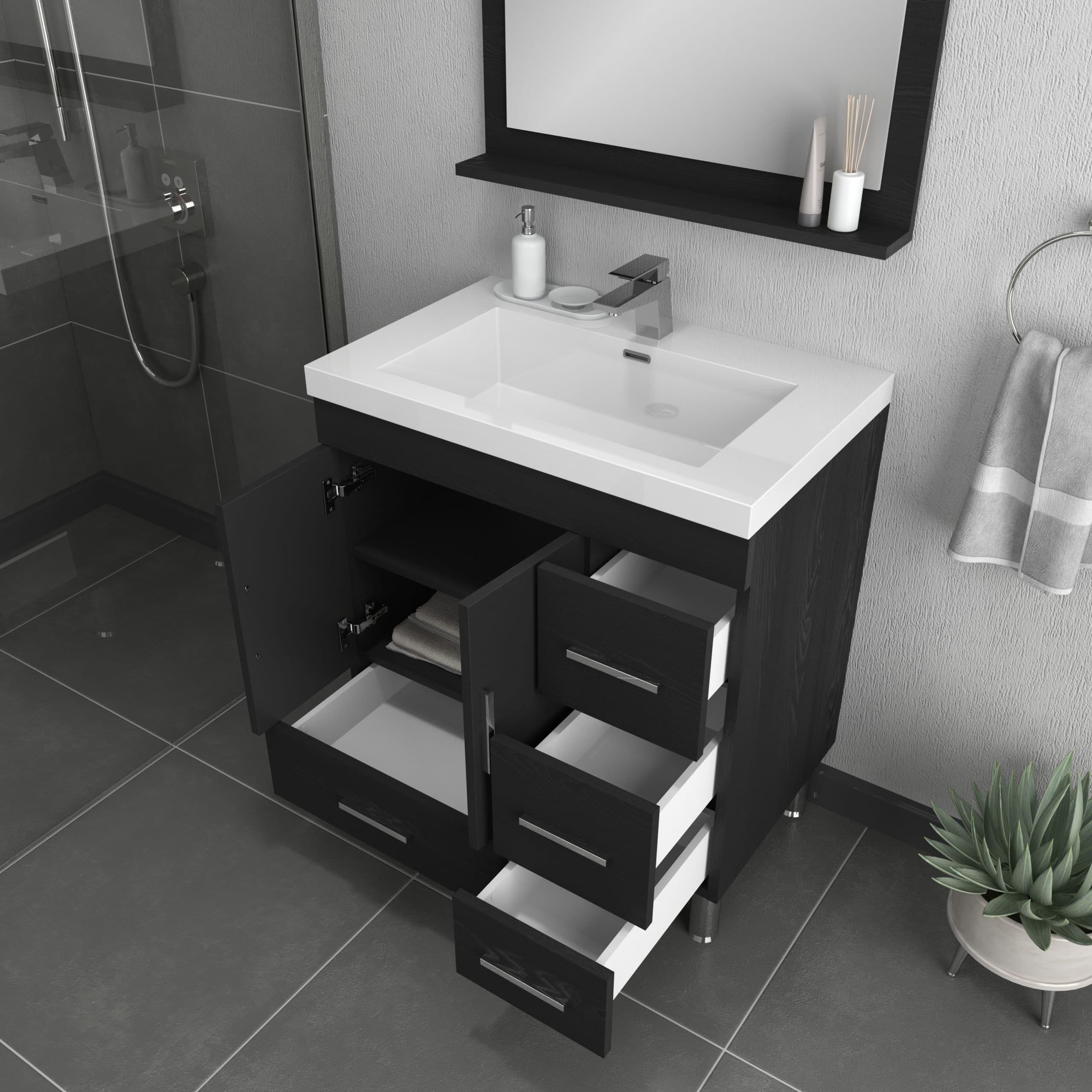 Ripley 30" Modern Bathroom Vanity with Acrylic Top