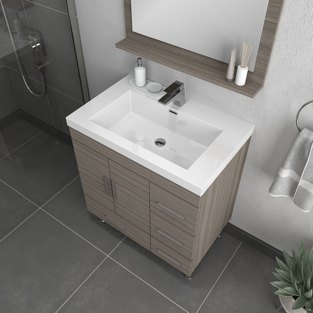 Ripley 30" Modern Bathroom Vanity with Acrylic Top