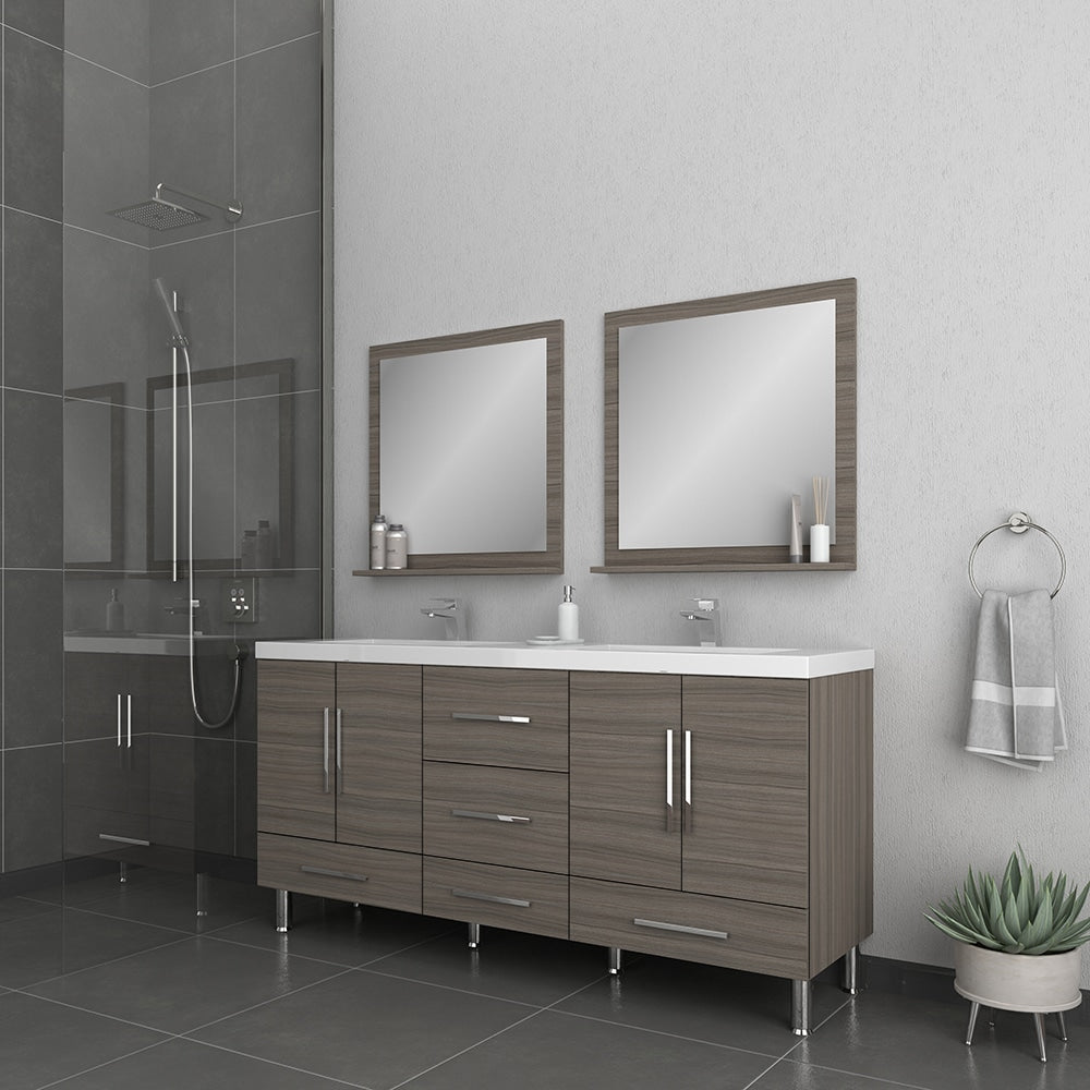 Ripley 72" Black Double Modern Bathroom Vanity with Acrylic Sink