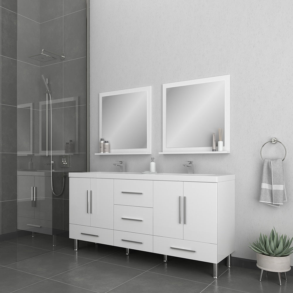 Ripley 72" Black Double Modern Bathroom Vanity with Acrylic Sink