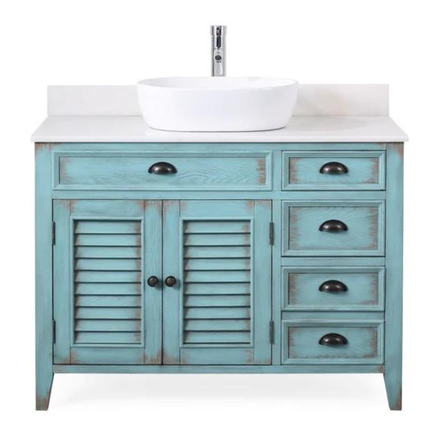 Abbeville 42" Distressed Light Blue Vanity - Traditional Bathroom Vanity