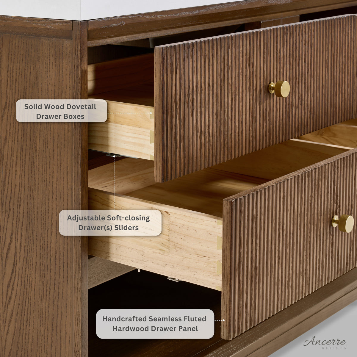 Momo Chestnut Oak - drawer construction detail