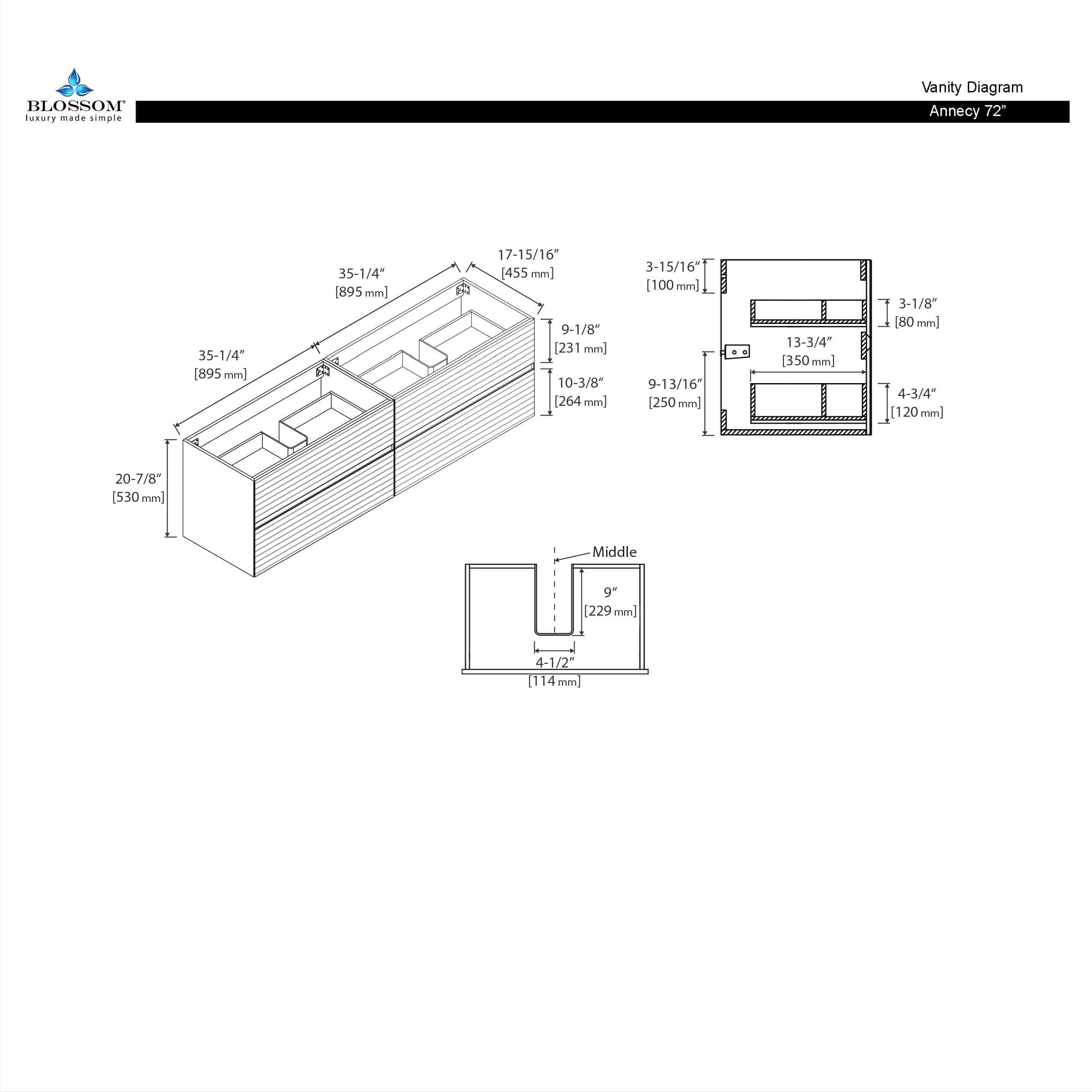 Annecy 72″ Vanity Double Sink