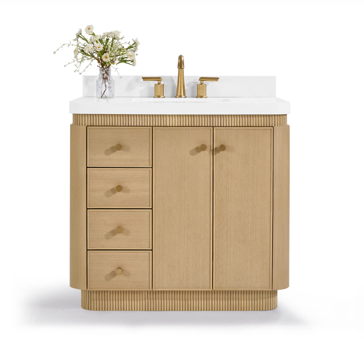 Aston 36" Bath Vanity Set with Alpine White Quartz Top