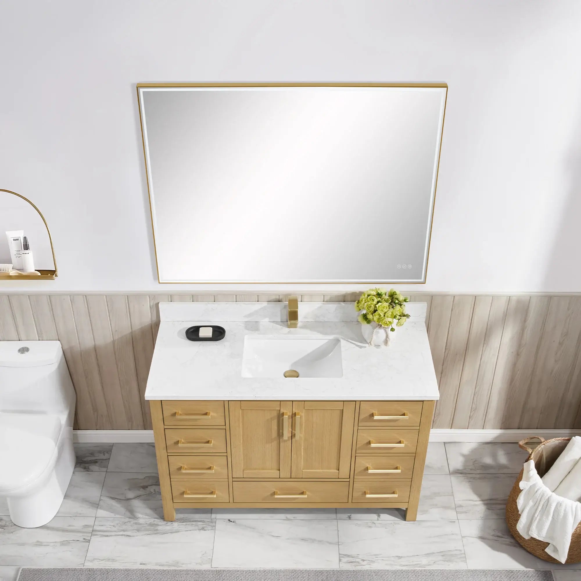 Basel 48" Bathroom Vanity with Calacatta White Artificial Stone Top