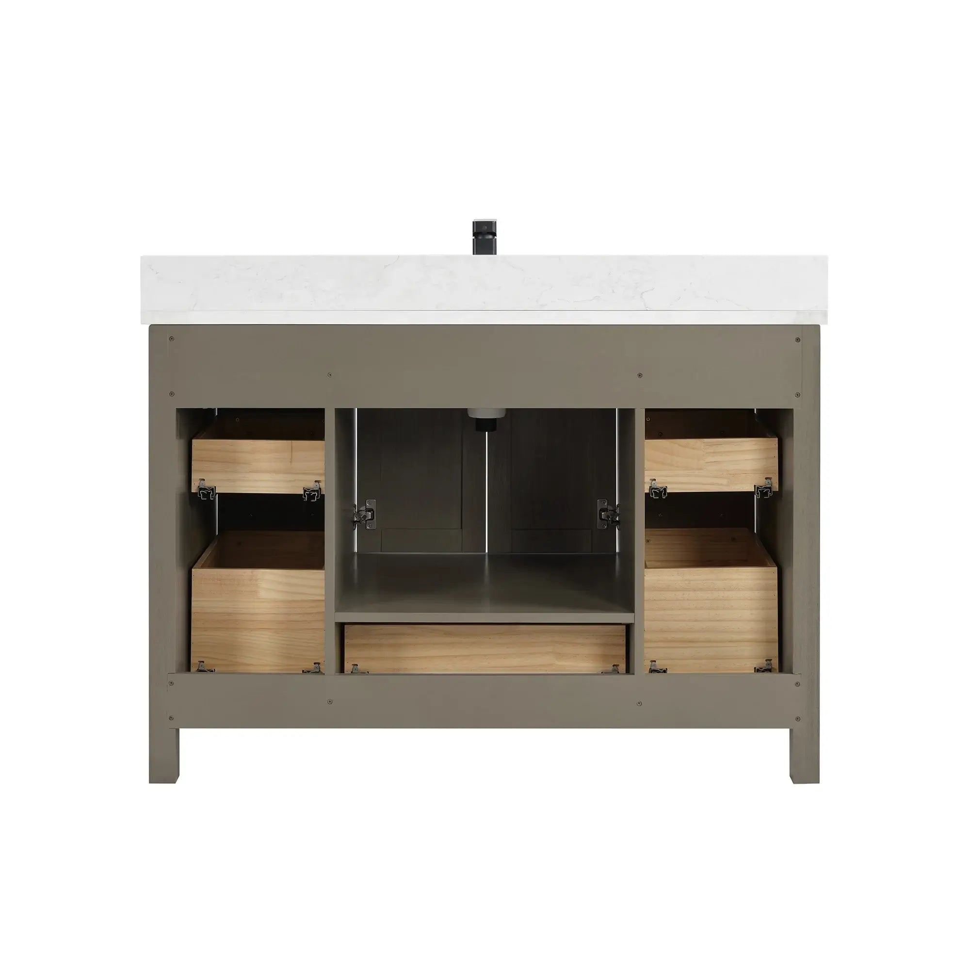 Basel 48" Bathroom Vanity with Calacatta White Artificial Stone Top