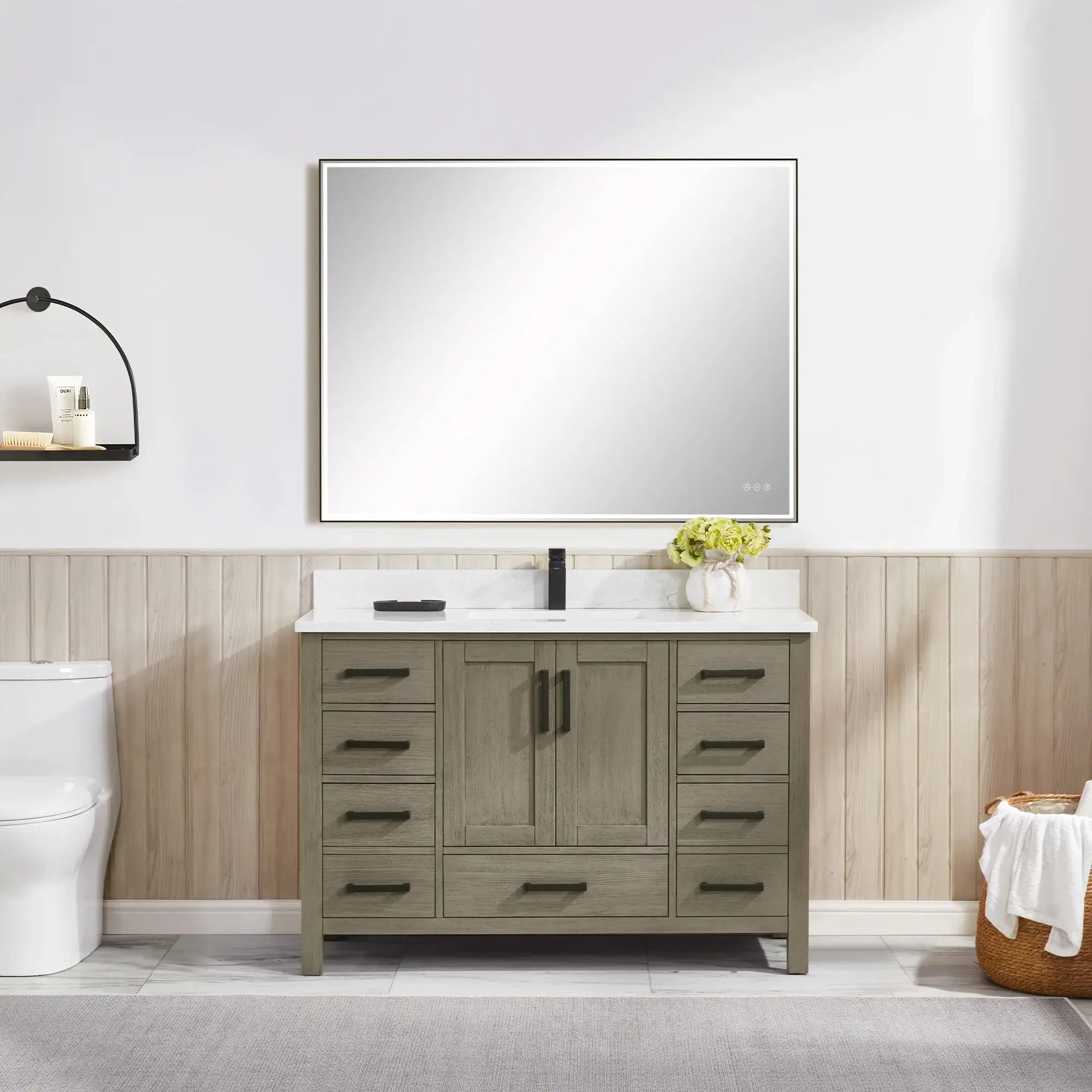 Basel 36" Bathroom Vanity with Calacatta White Artificial Stone Top
