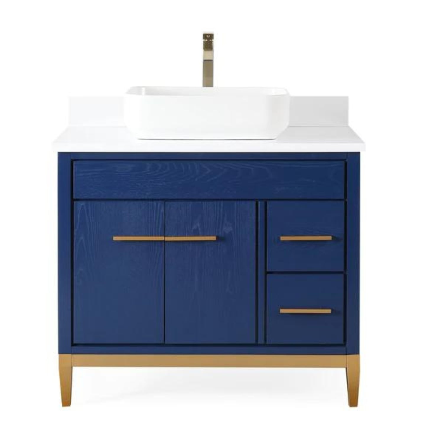 Beatrice 36" Vanity with White Quartz Top - Contemporary Bathroom Vanity