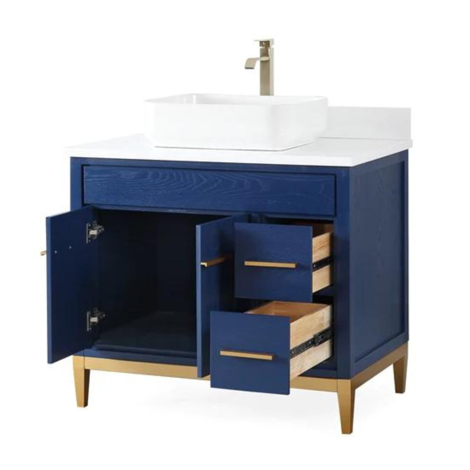 Beatrice 36" Vanity with White Quartz Top - Contemporary Bathroom Vanity
