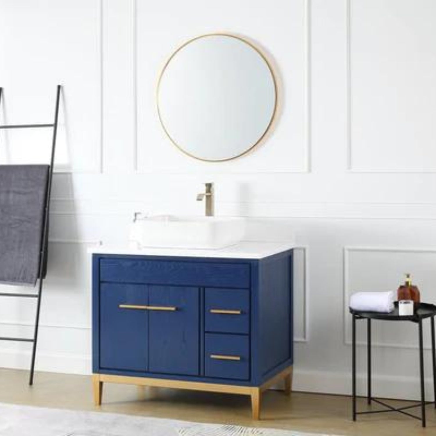 Beatrice 36" Vanity with White Quartz Top - Contemporary Bathroom Vanity